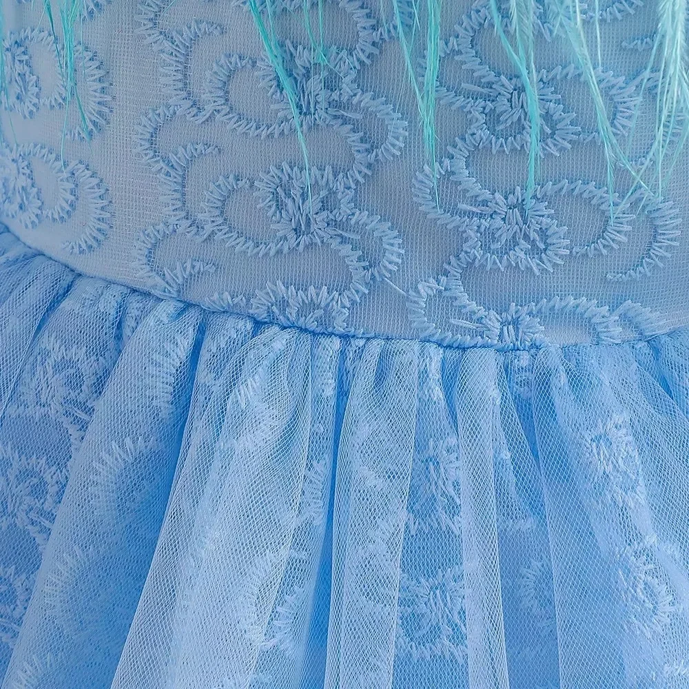 Luxury Luxury Embroidered Feather Princess Birthday Wedding Flower Dress 5046 - Picture 5 of 6
